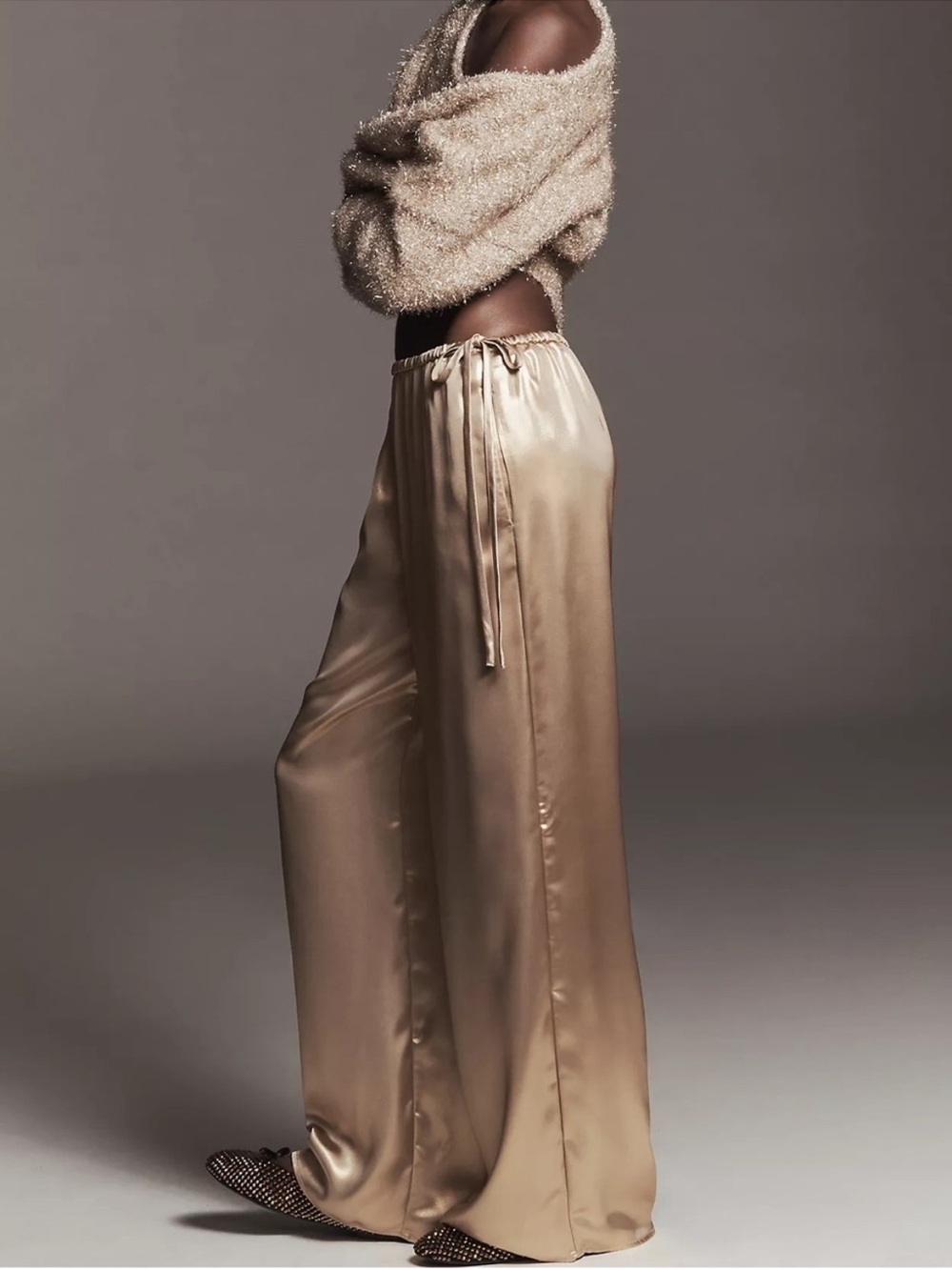 Maeve Liquid Shine Party Pull-On Pants